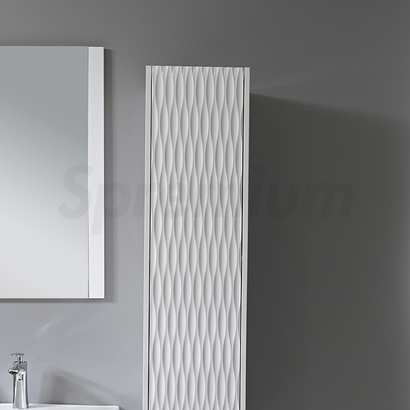 White Wholesale Modern PVC Wall Bathroom Mirror Ceramic Wash Basin Sink Vanity