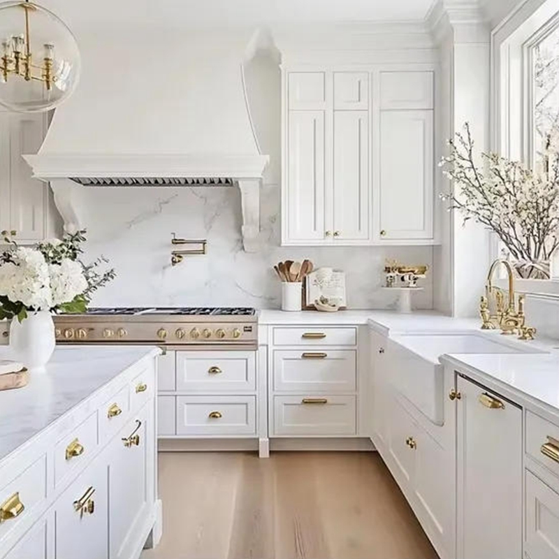 Foshan Modern Luxury Solid Wood Kitchen Cabinet Set Units Home Furniture Customized Shape Aluminium /Island Design Shaker Modular Kitchen Cabinets