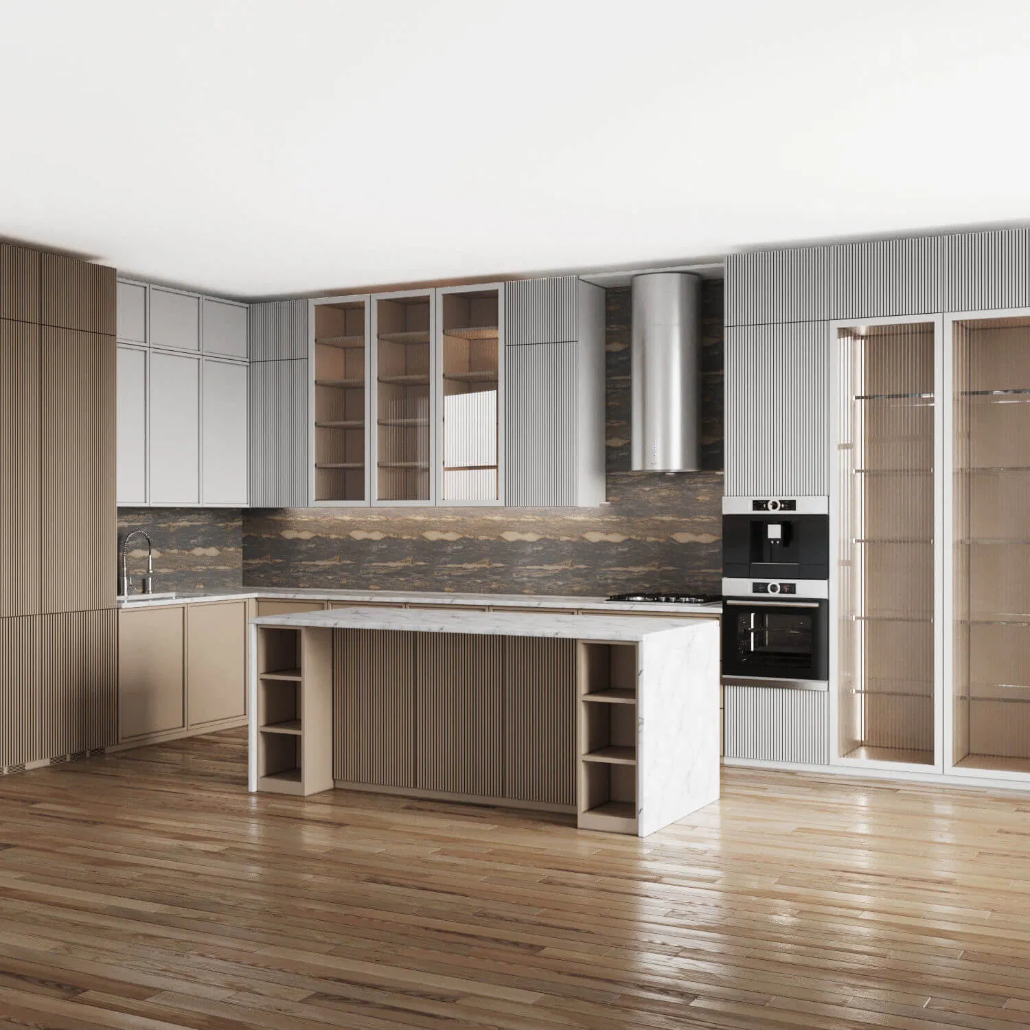 PA 2025 Smart Home and Kitchen Customized Modern Storage Cabinet Shaker Kitchen Furniture