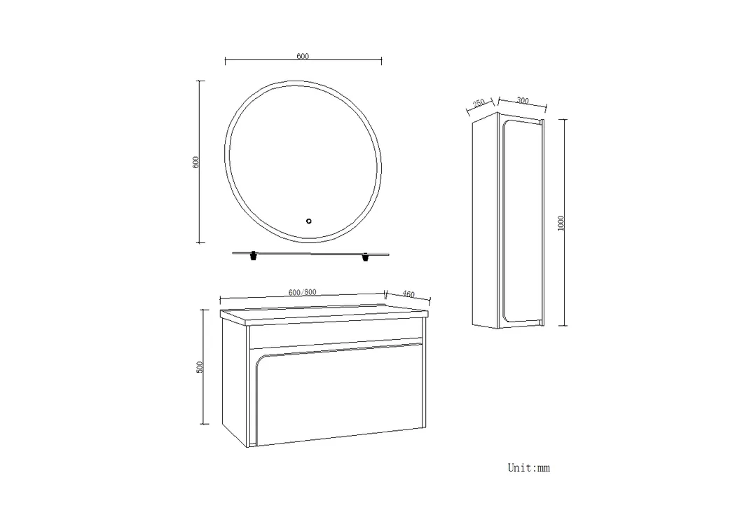 Wall Mounted Style PVC Material MDF White Bathroom Furniture View 3