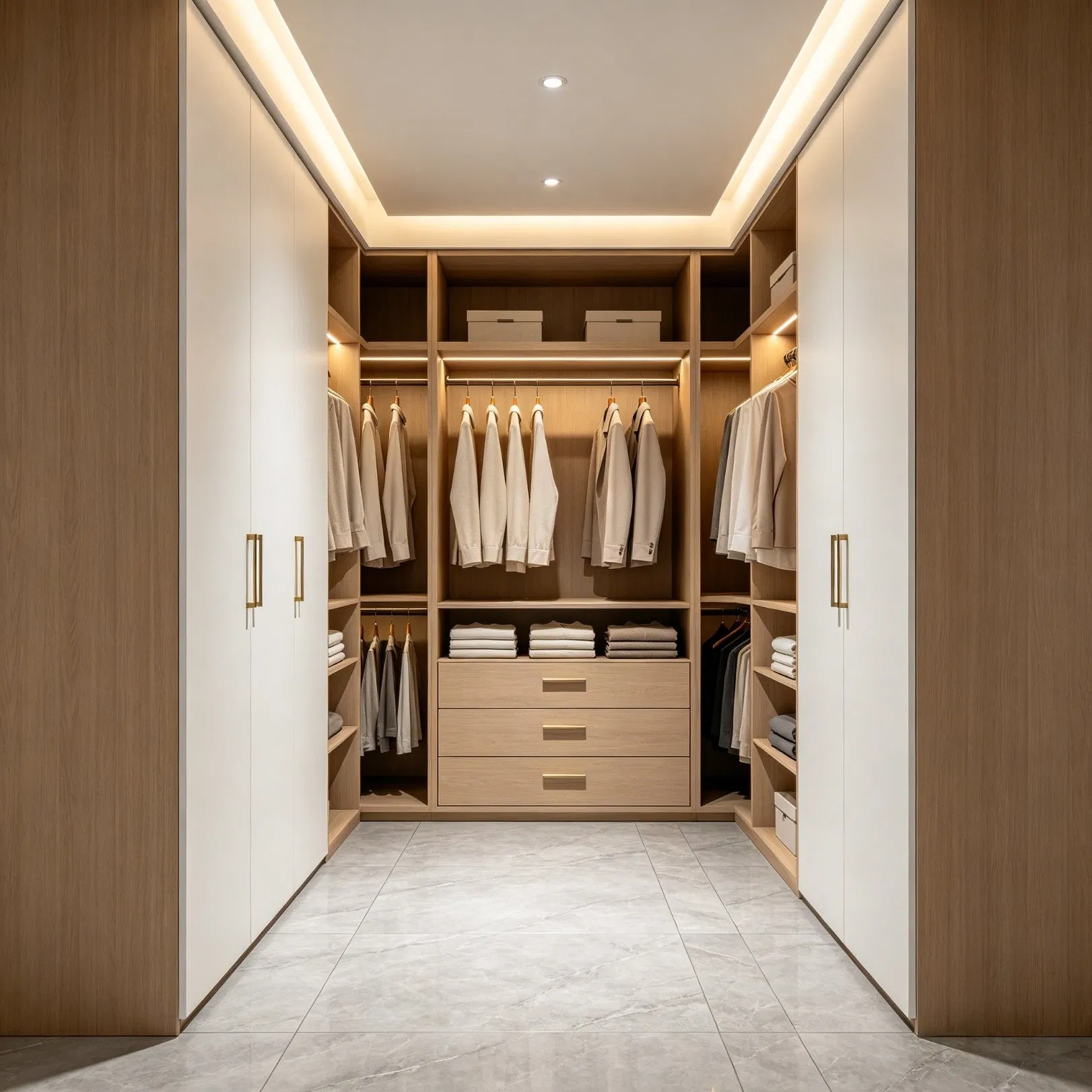 Organized Bedroom Closet Hinged Door Wardrobe Anbangni LED House Furniture