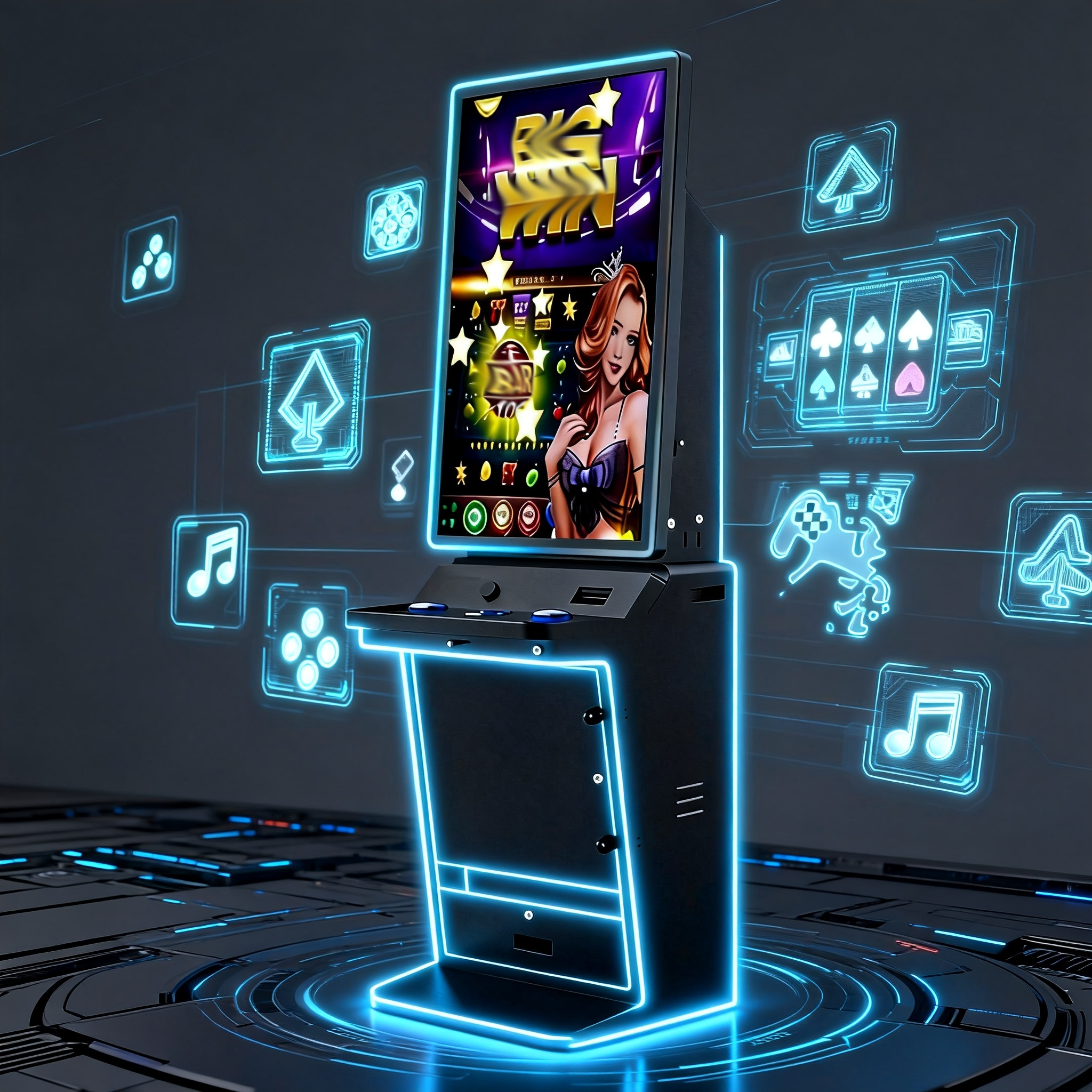 Gaming Cabinet 23.8 Inch Flat Screen Space Saving Design Metal English for North Carolina Market Bar Entertainment Room