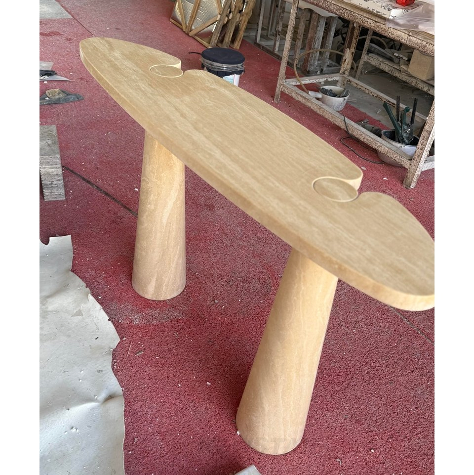 Luxury Design Natural Stone Furniture Hallway Entryway Table Modern Custom Beige Travertine Console Table