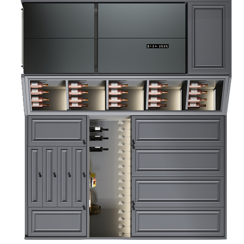 Factory Wooden LED Glass Display Kitchen Wine Side Cabinets Living Room Furniture Wine Cellar Refrigerator Cabinet with Cooling System Cigar Storage Cabinet