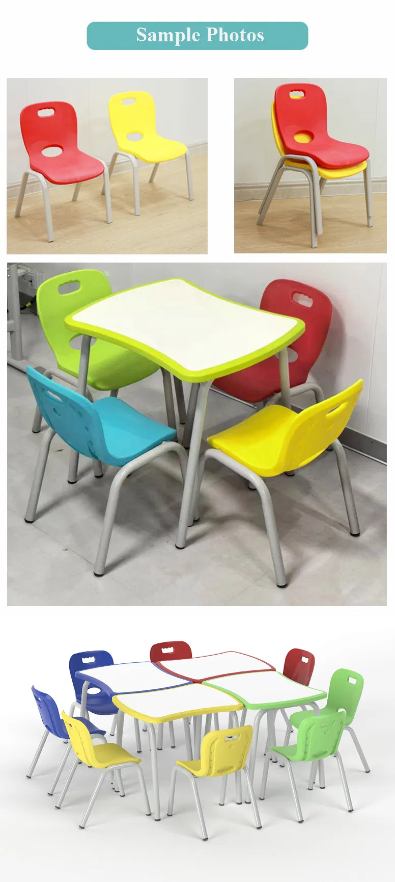Plastic Kids Desk Nursery School Tables and Chairs Daycare Preschool Furniture