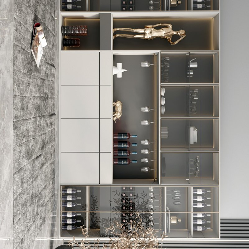 Factory Wooden LED Glass Display Kitchen Wine Side Cabinets Living Room Furniture Wine Cellar Refrigerator Cabinet with Cooling System Cigar Storage Cabinet