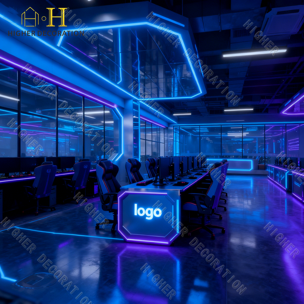 Smart Multi Self Cafe Internet Ergonomic Game Club Computer Table and Stylish Bar Furniture for Game Room Design