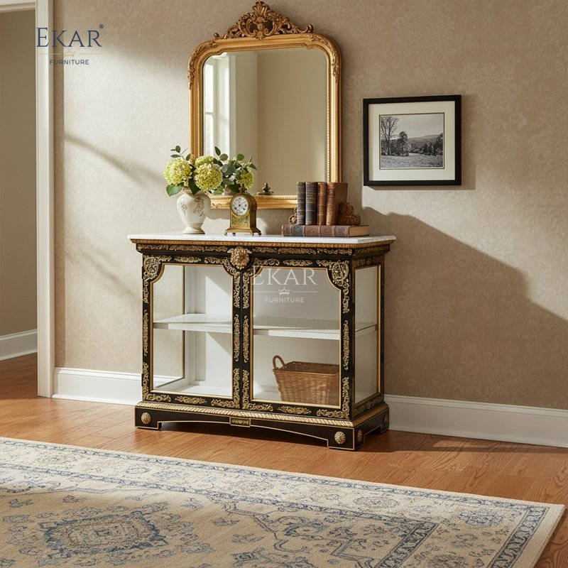Royal Versailles Gilded Entryway Console Luxury American Classical Hallway Cabinet by Ekar Furniture