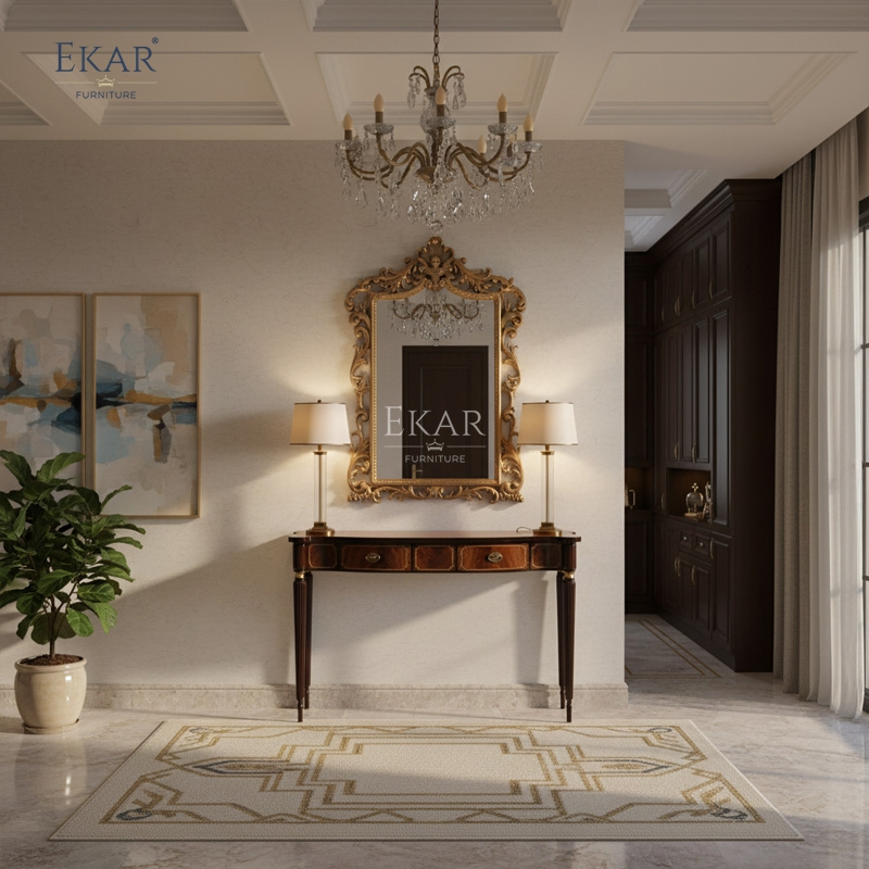 Ekar Sovereign Heritage Hallway Console Luxury English Style Inlaid Entryway Cabinet Ekar Furniture