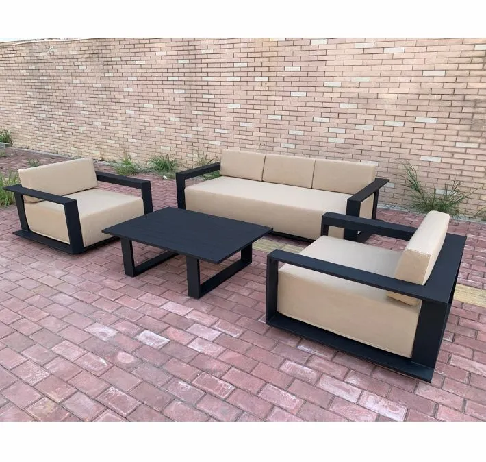 Modern Hotel Outdoor Lounge Sofa Set L-Shape Aluminum Garden Patio Furniture