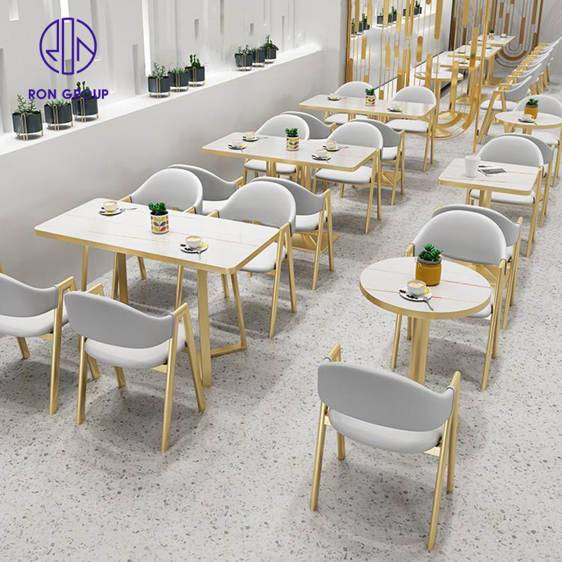 Custom Modern Australia Cafeteria Marble Coffee Shop Table Leather Chair Booth Seating Cafe Restaurant Furniture