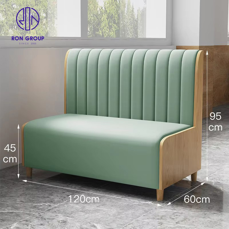 Nordic Mcdonald Modern Green Leather Solid Wood Square Coffee Cafe Commercial Furniture Fast Food Restaurant Table Chair Booth Sofa Furniture