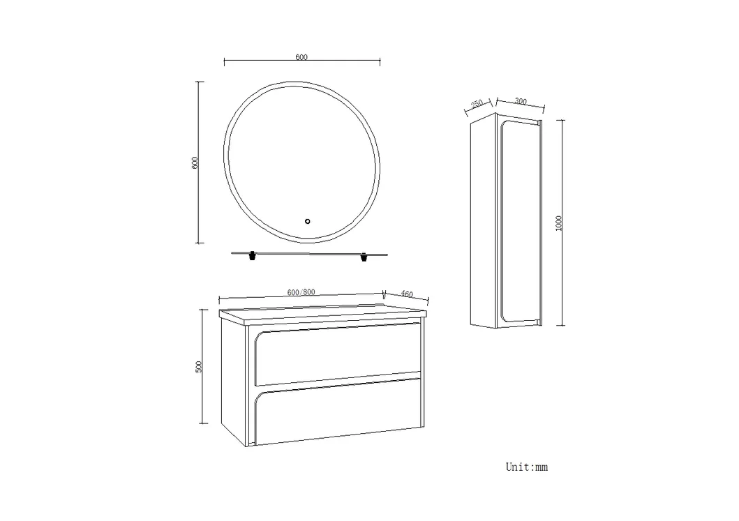 Wall Mounted Style PVC Material MDF White Bathroom Furniture View 4