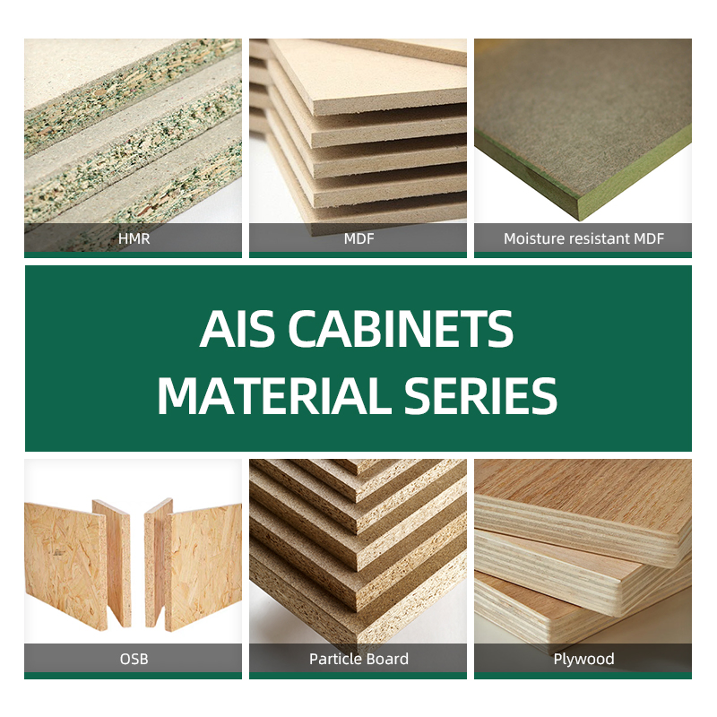 AIS 2025 Modural Commercial High Wood Color Gloss Solid Wood Veneer Kitchen Cabinet Set Custom Kitchen Furniture with Island