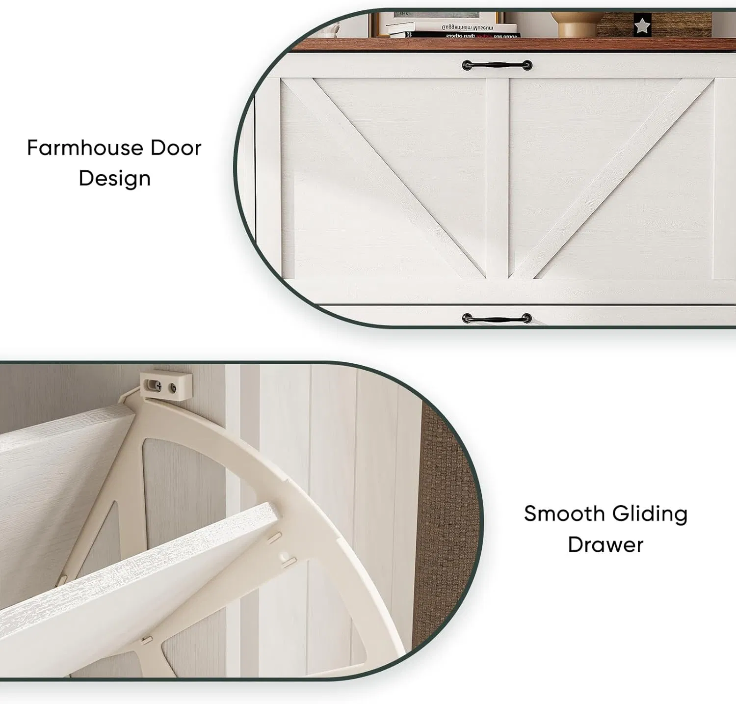 Space-Saving Weathered Gray Barn Door Double-Door Farmhouse Storage Cabinet for Hallway Entryway