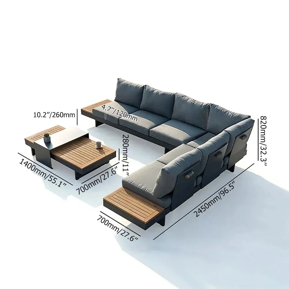Modern Hotel Outdoor Lounge Sofa Set L-Shape Aluminum Garden Patio Furniture