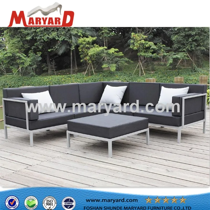 Modern Hotel Outdoor Lounge Sofa Set L-Shape Aluminum Garden Patio Furniture