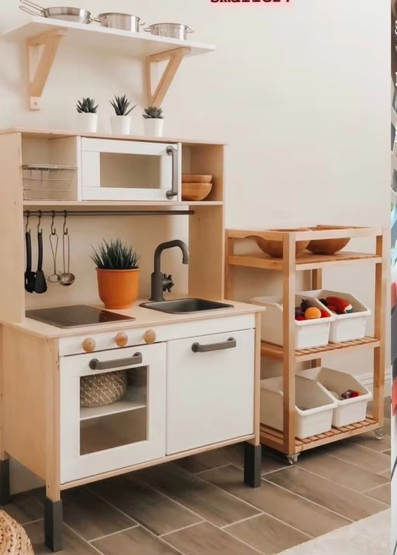 EMA Wooden Kids Children Pretend Play Role Play Kitchen Supermarket Rocery Toy Furniture for Toddler Home Daycare Childcare Kindergarten Nursery Preschool