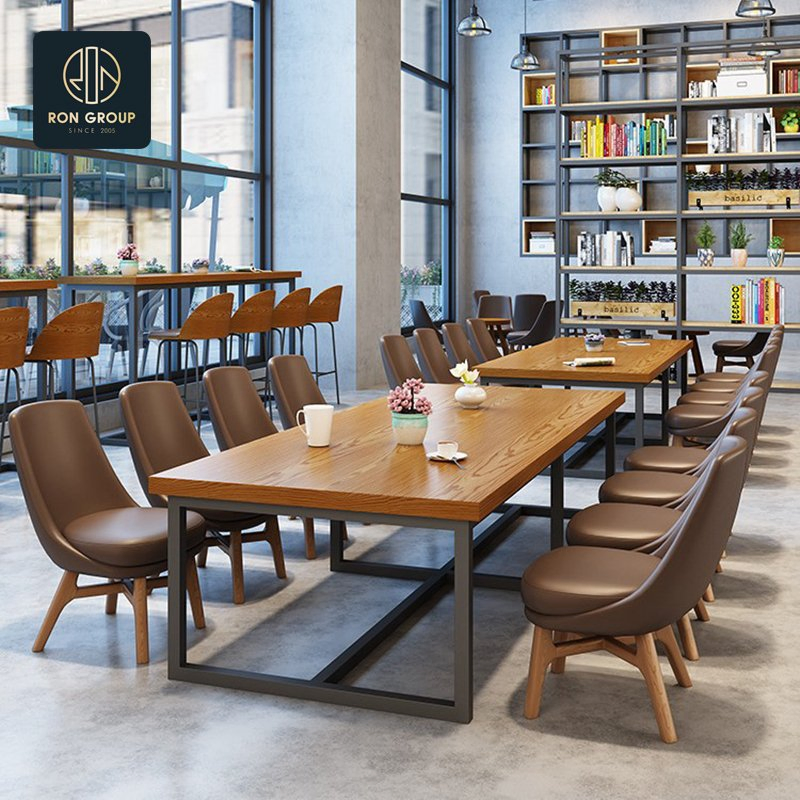 Modern Design Round Wood Table and Chair Coffee Tea Shop Commercial Luxury Leather Fast Food Restaurant Booth Sofa Bench Seating Furniture for Restaurant Cafe