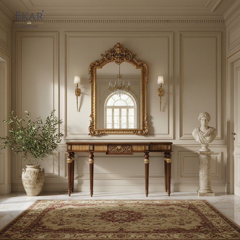 Ekar Furniture Noble Manor Classical Gilded Console Table - Luxury Entryway Decor