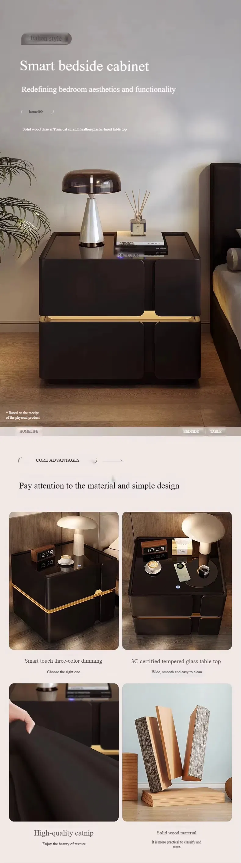 Smart Wooden Bedside Table