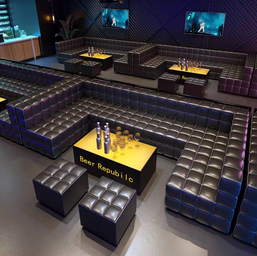 OEM Bar KTV Sofa Nightclub Business Club Music Hall Party Room Private Room Clear Bar U-shaped L-shaped Deck Tea Table