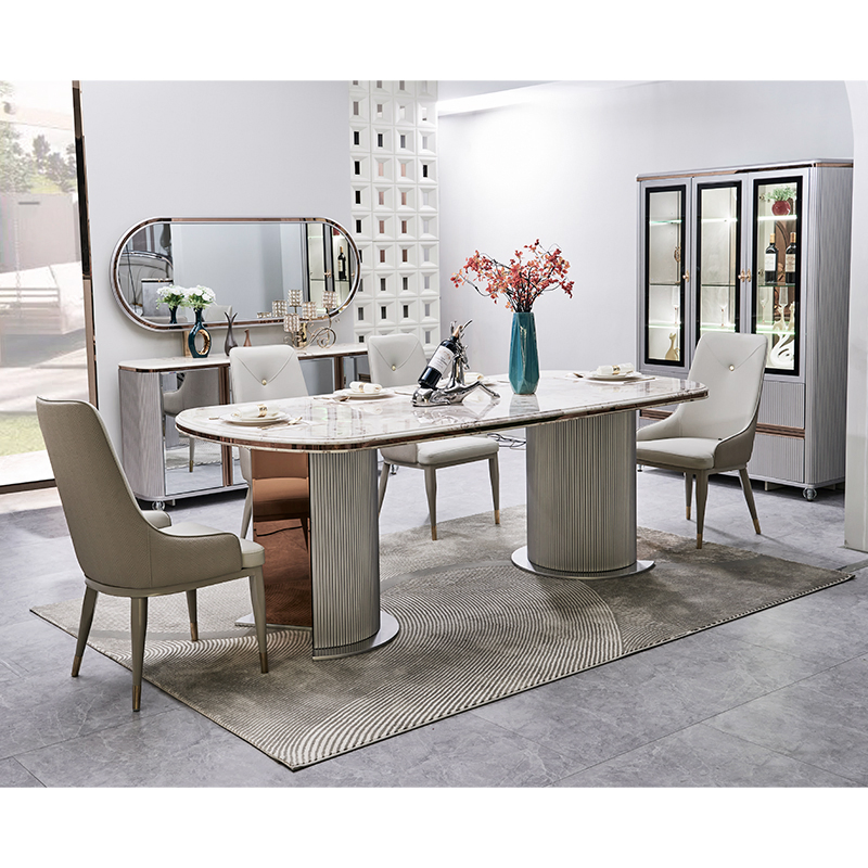 Complete Luxury Wooden Dining Table Sets 6 Seater Chairs Home Luxurious Large Wood Modern Marble Dining Room Furniture