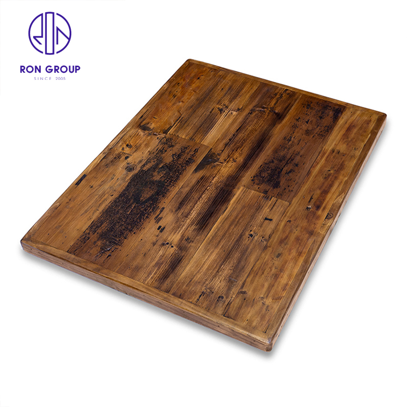 Antique Durable Cafe Coffee Shop Restaurant Booth Seating Sofa Solid Wood Split Joint Top Table Furniture for Hotel Restaurant