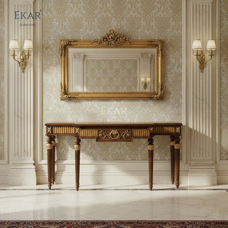 Ekar Furniture Noble Manor Classical Gilded Console Table - Luxury Entryway Decor