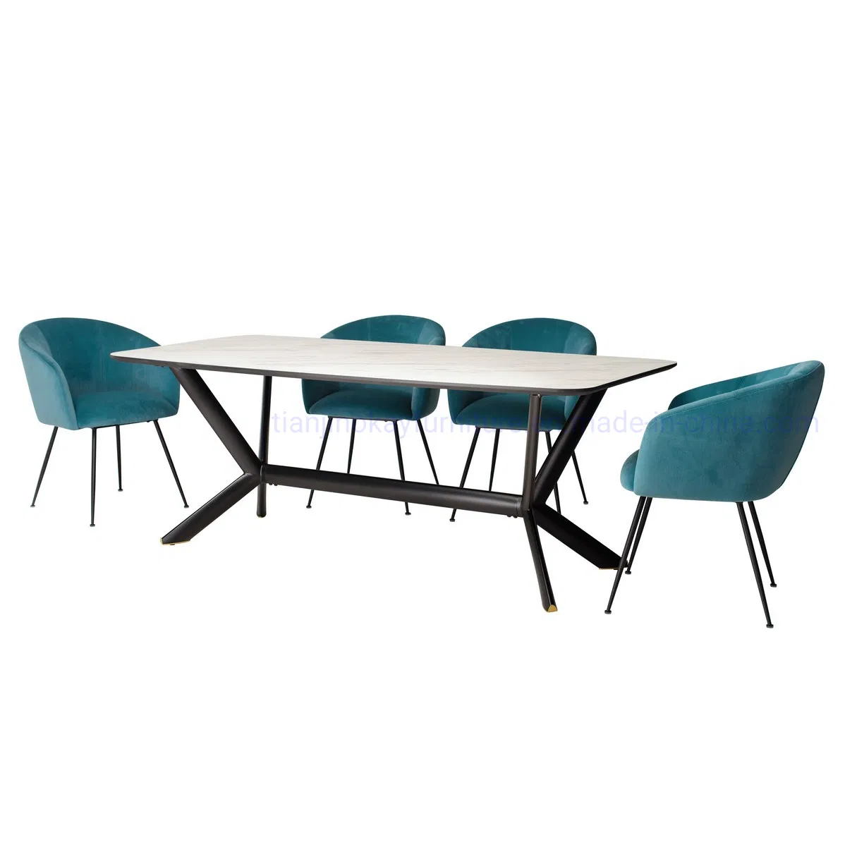 Luxury Nordic Modern Design Square Rectangle Marble Dining Table Sets 4 Seater 6 Chairs Dining Room Sets Furniture