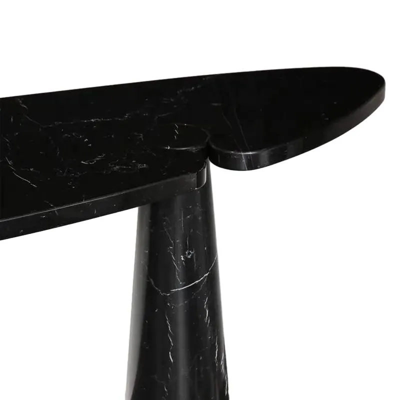 Modern Entryway Hallway Furniture Nero Marquina Black Marble Oval Console Tables