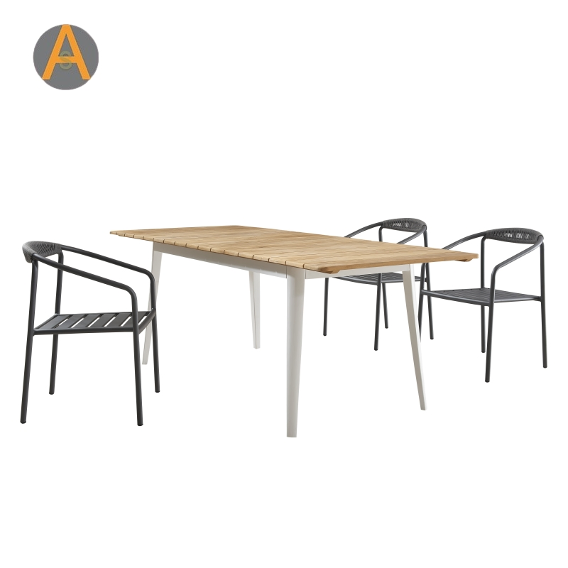 Quality Guaranteed Restaurant Furniture Rectangular 6 Seater Table Set Customized Outdoor Dining Furniture for Cafe