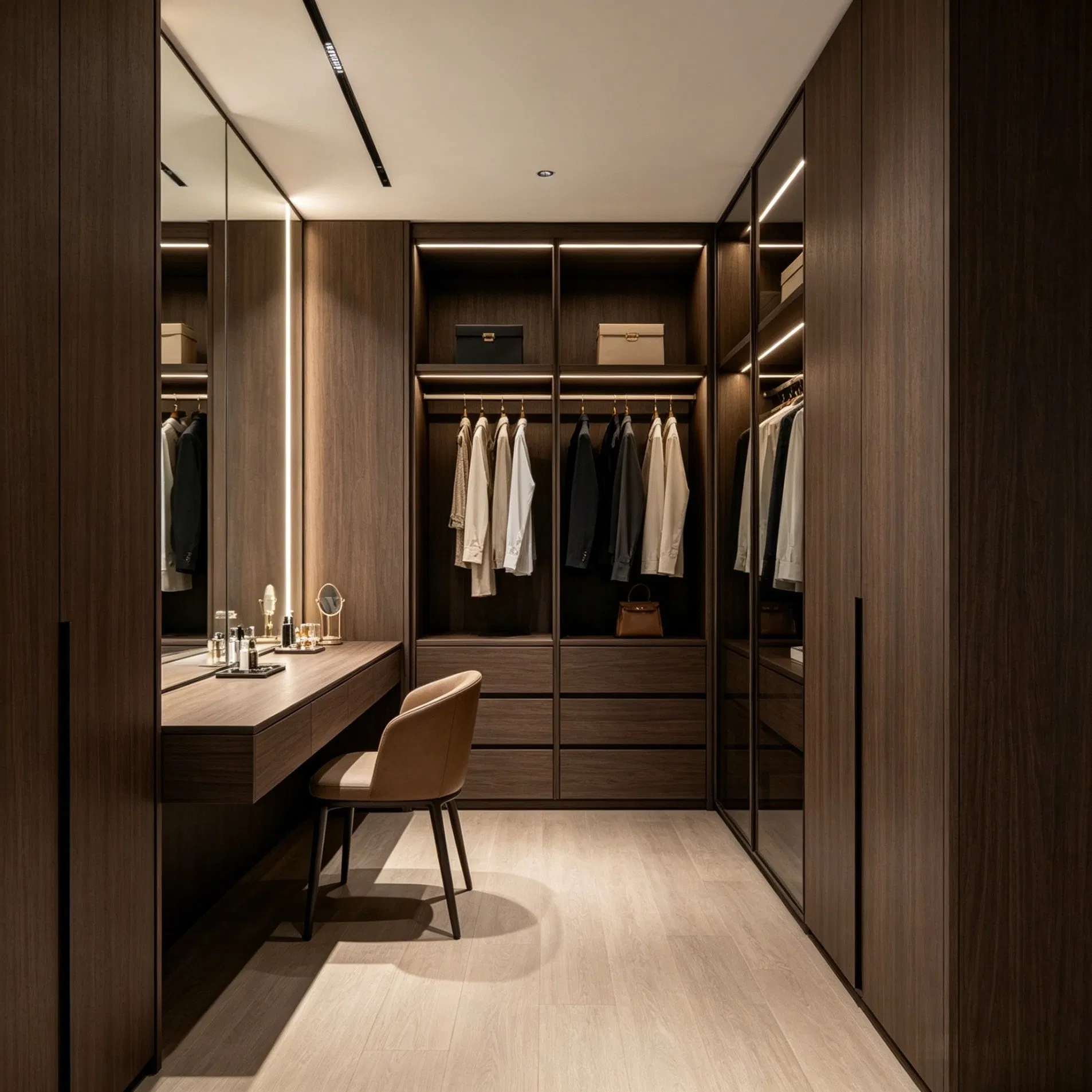 Organized Bedroom Closet Hinged Door Wardrobe Anbangni LED House Furniture