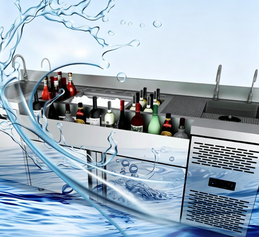Commercial Stainless Steel Cocktail Bar Station Modern Design Bartender Workstation Cooling For Bar Speakeasy Service Counter