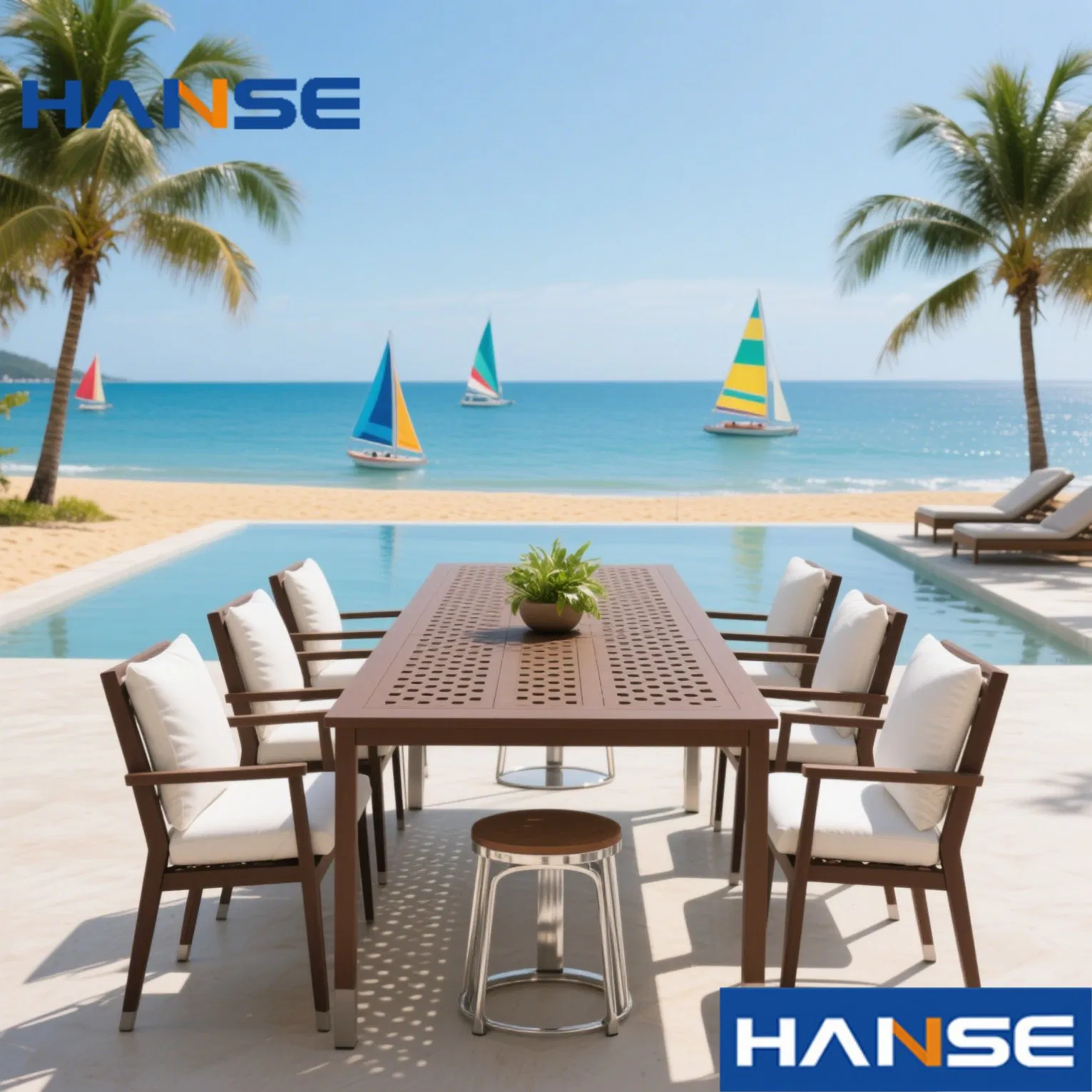 Dubai Nordic Restaurant Cafe Furniture Luxury Aluminum Outdoor Dining Set Furniture