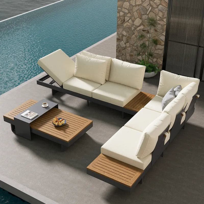 Modern Hotel Outdoor Lounge Sofa Set L-Shape Aluminum Garden Patio Furniture
