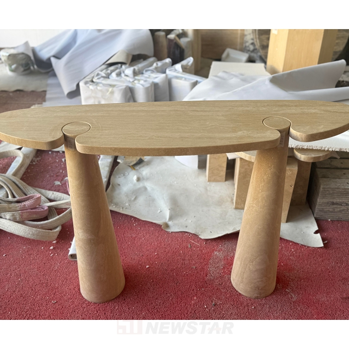 Luxury Design Natural Stone Furniture Hallway Entryway Table Modern Custom Beige Travertine Console Table