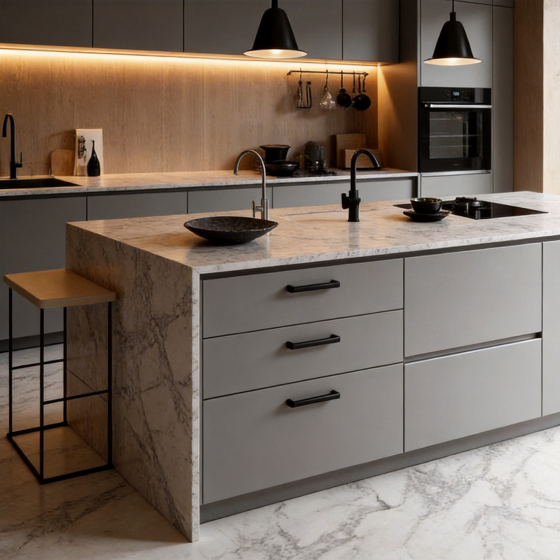 Foshan Modern Luxury Solid Wood Kitchen Cabinet Set Units Home Furniture Customized Shape Aluminium /Island Design Shaker Modular Kitchen Cabinets