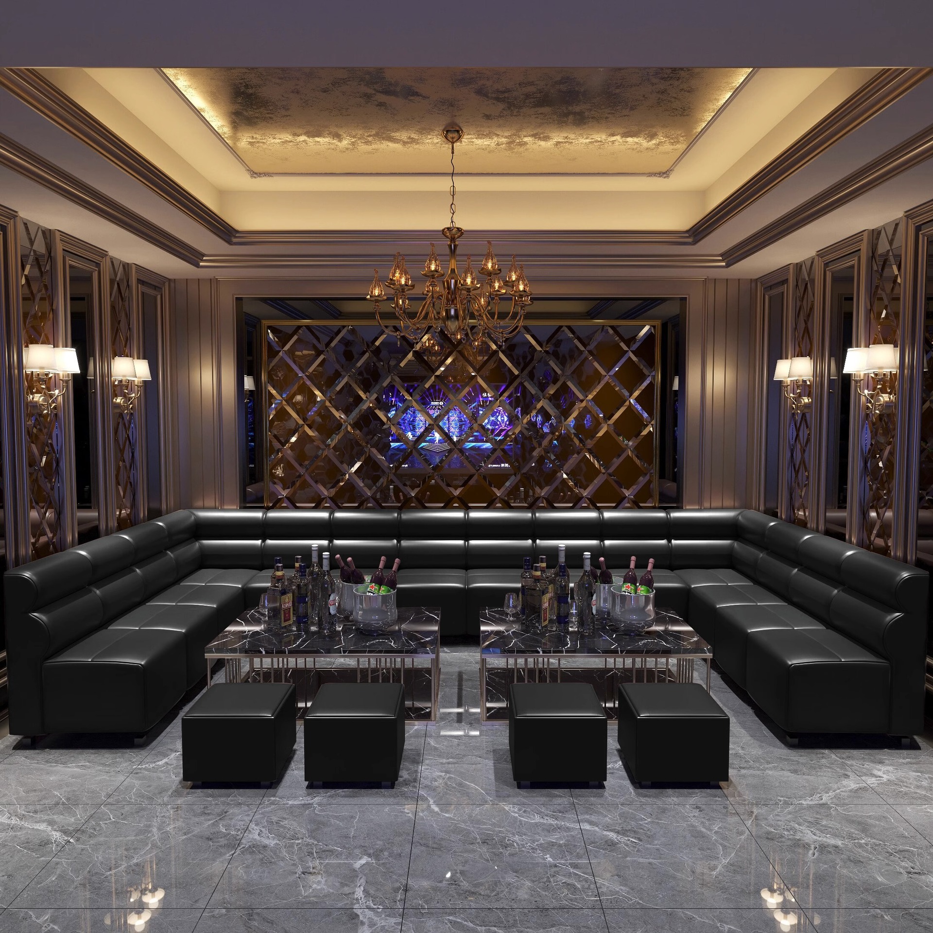 OEM Bar KTV Sofa Nightclub Business Club Music Hall Party Room Private Room Clear Bar U-shaped L-shaped Deck Tea Table