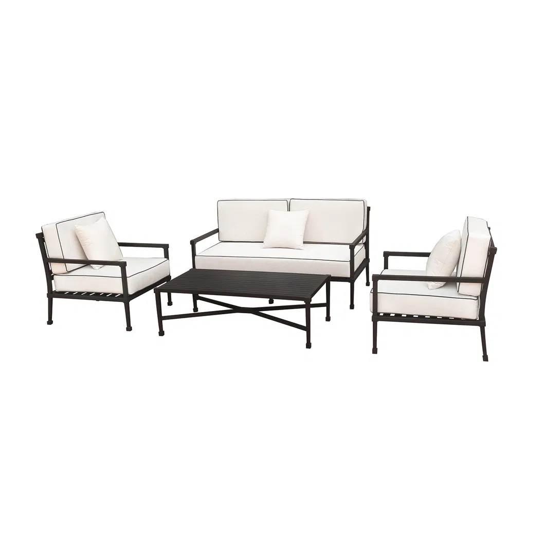 Modern Hotel Outdoor Lounge Sofa Set L-Shape Aluminum Garden Patio Furniture
