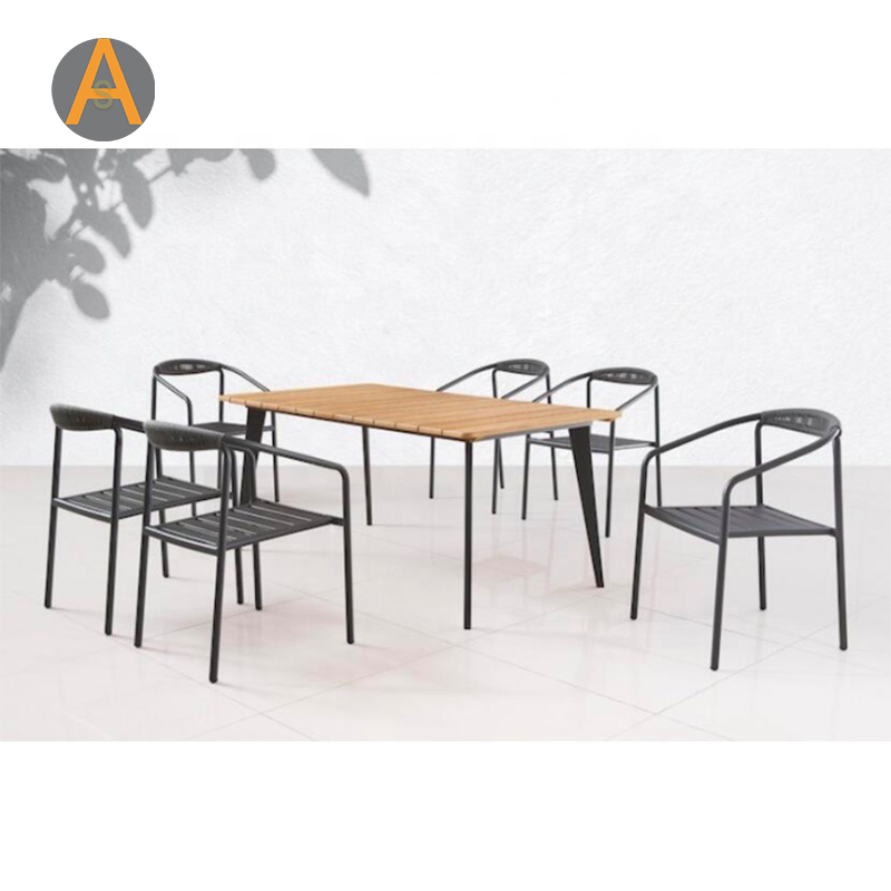 Quality Guaranteed Restaurant Furniture Rectangular 6 Seater Table Set Customized Outdoor Dining Furniture for Cafe