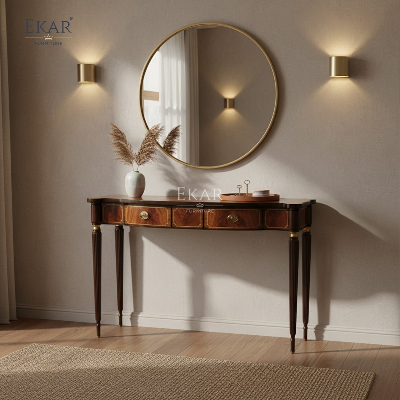 Ekar Sovereign Heritage Hallway Console Luxury English Style Inlaid Entryway Cabinet Ekar Furniture
