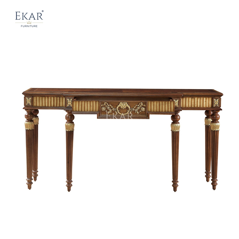 Ekar Furniture Noble Manor Classical Gilded Console Table - Luxury Entryway Decor