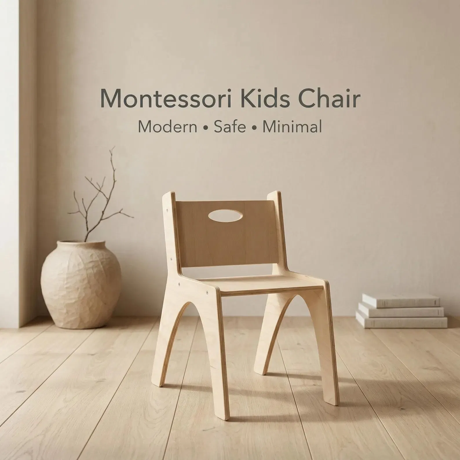 Montessori Natural Wood Stool Toddler Chair Plywood Kids Nursery Wooden Furniture