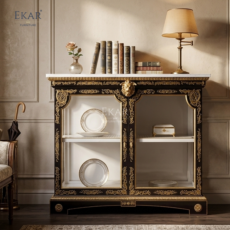 Royal Versailles Gilded Entryway Console Luxury American Classical Hallway Cabinet by Ekar Furniture