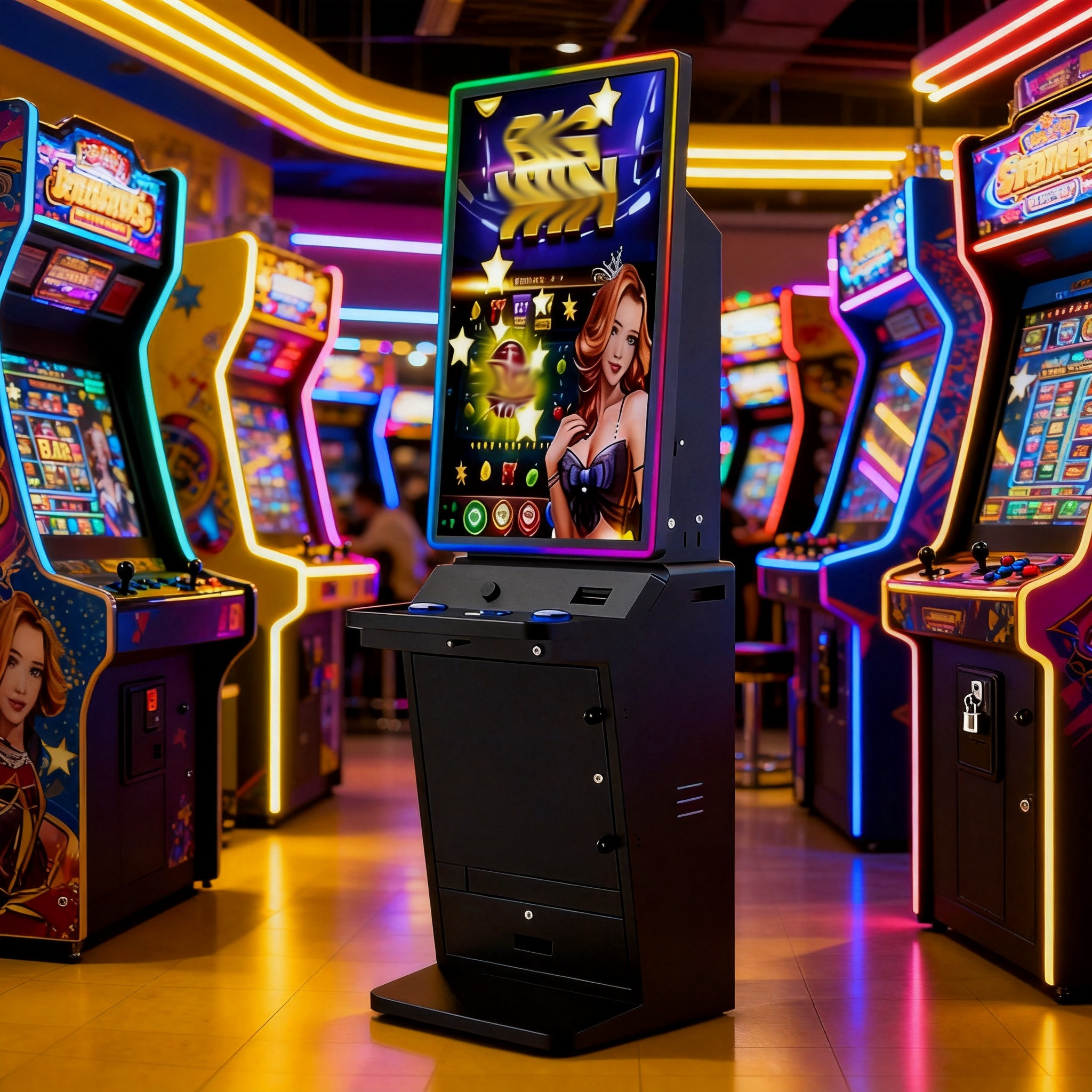 Gaming Cabinet 23.8 Inch Flat Screen Space Saving Design Metal English for North Carolina Market Bar Entertainment Room