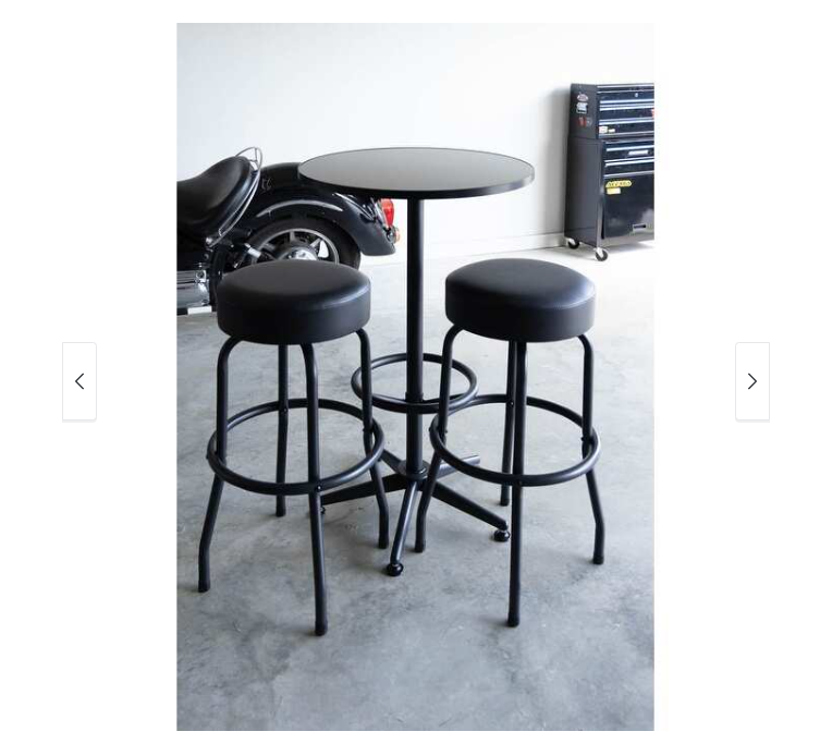 3-Piece Shop Pub Table &amp; Bar Stool Set for Game Room, Steel, Black