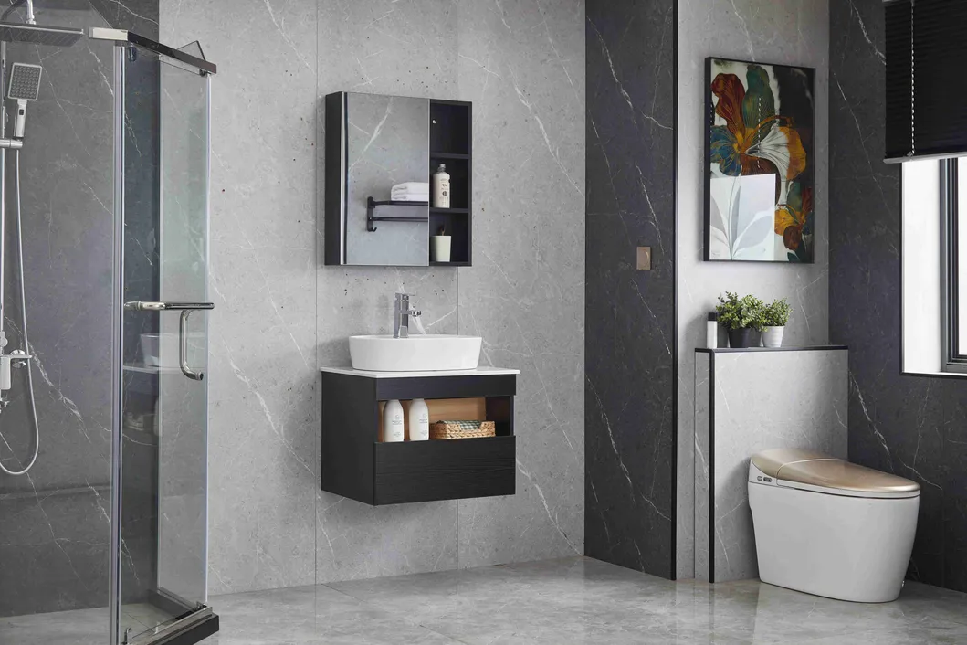 Plywood Bathroom Cabinet with Ceramic Basin