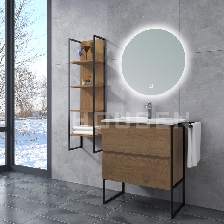 Smart Wood Grain Light Luxury Black Frame Structure Homestay Mirami Bathroom Furniture