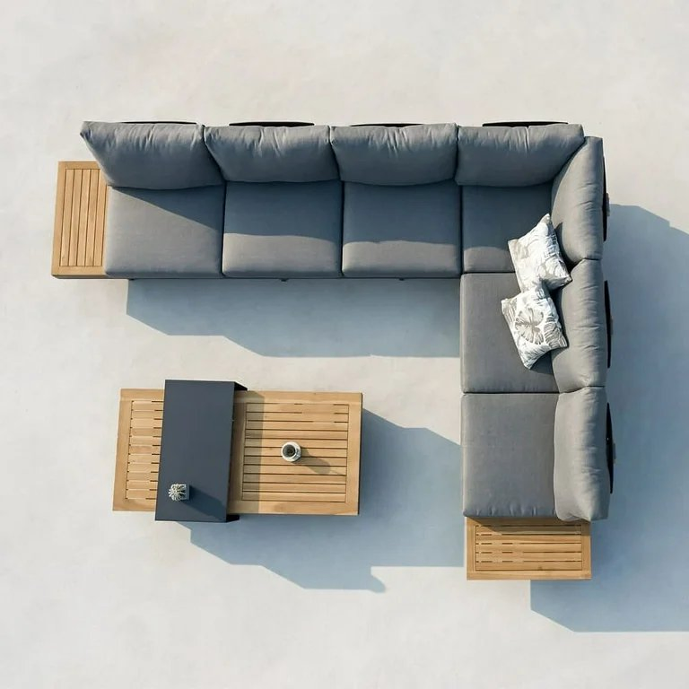 Modern Hotel Outdoor Lounge Sofa Set L-Shape Aluminum Garden Patio Furniture